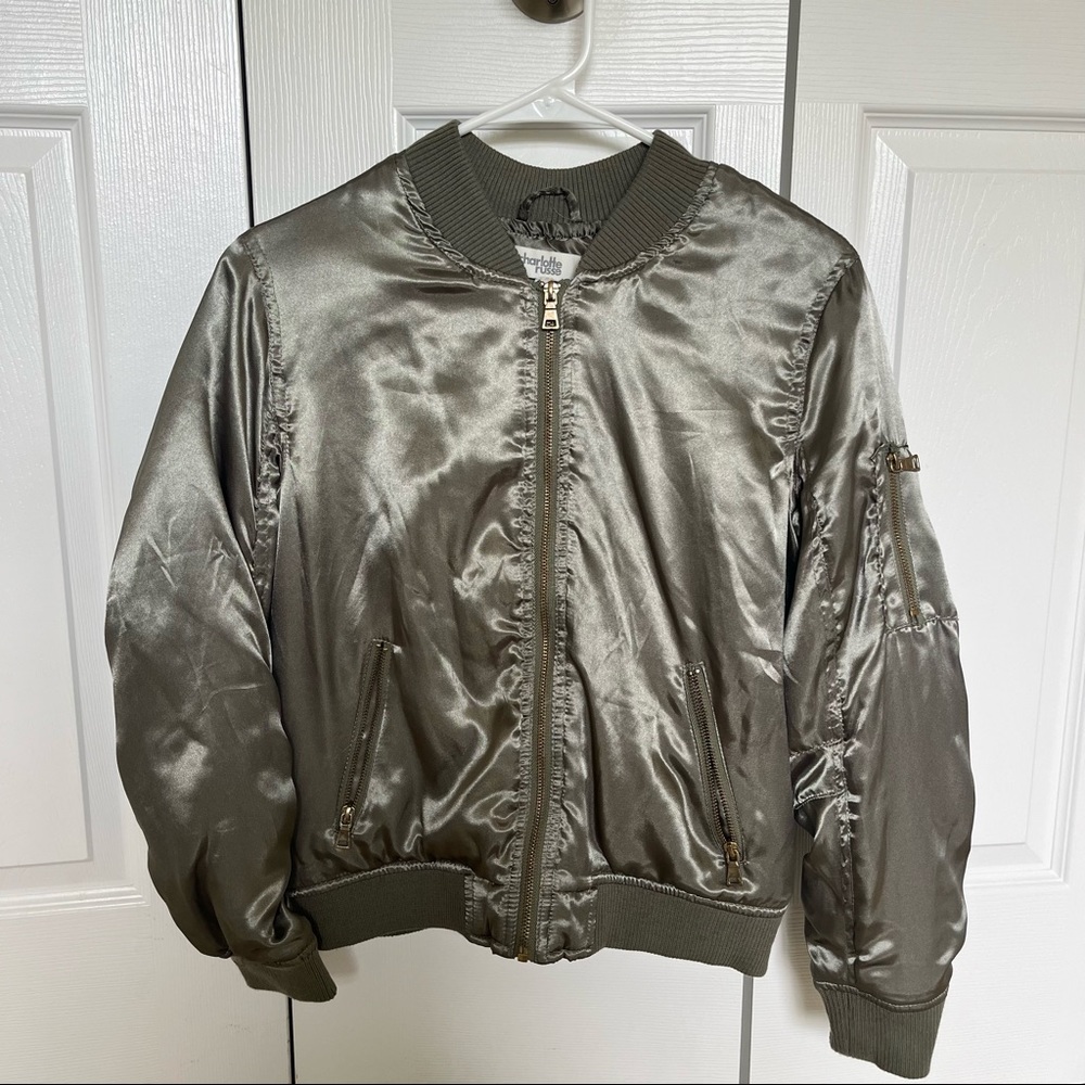 green medium charlotte russe bomber jacket
